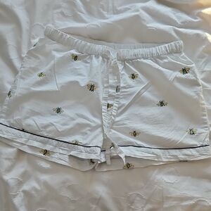 Printfresh White Bee Patterned Women's Pajama Shorts
